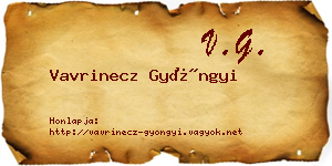 Vavrinecz Gyöngyi névjegykártya